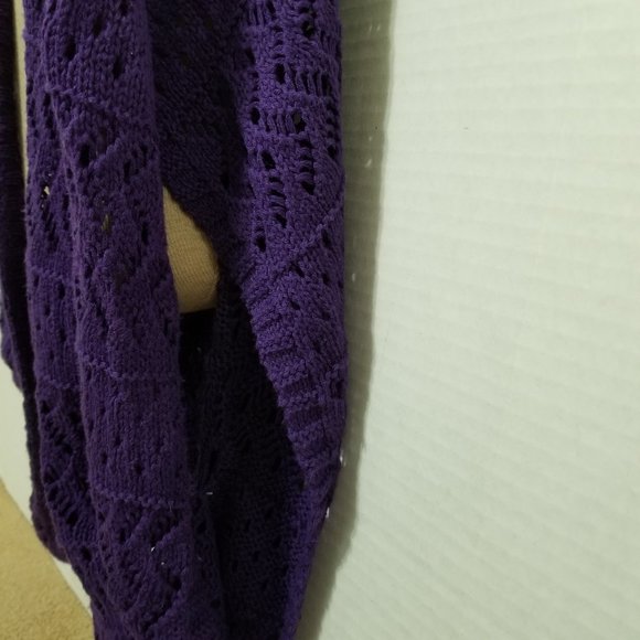 Justice cardigan 12 sleeveless open knit crochet open front cotton acrylic - Picture 4 of 12